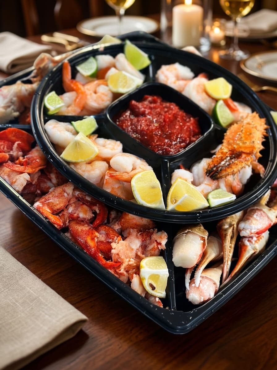 Artisan seafood platter with shrimp, crab, and lobster